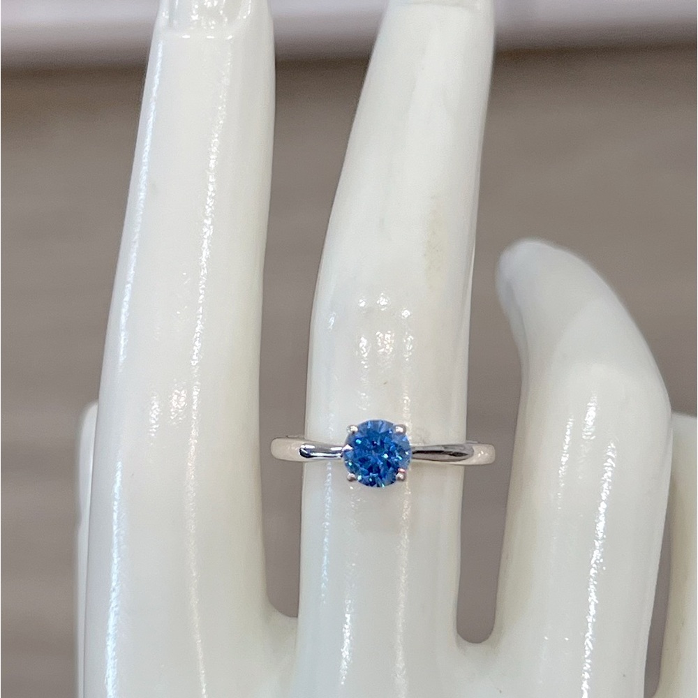 SWAROVSKI Zirconia Arctic Blue Sterling Silver Stud Earrings and Solitaire Ring - Picture 5 of 14